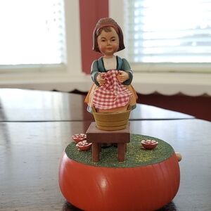 Vintage Anri Girl Washing Clothing Figurine